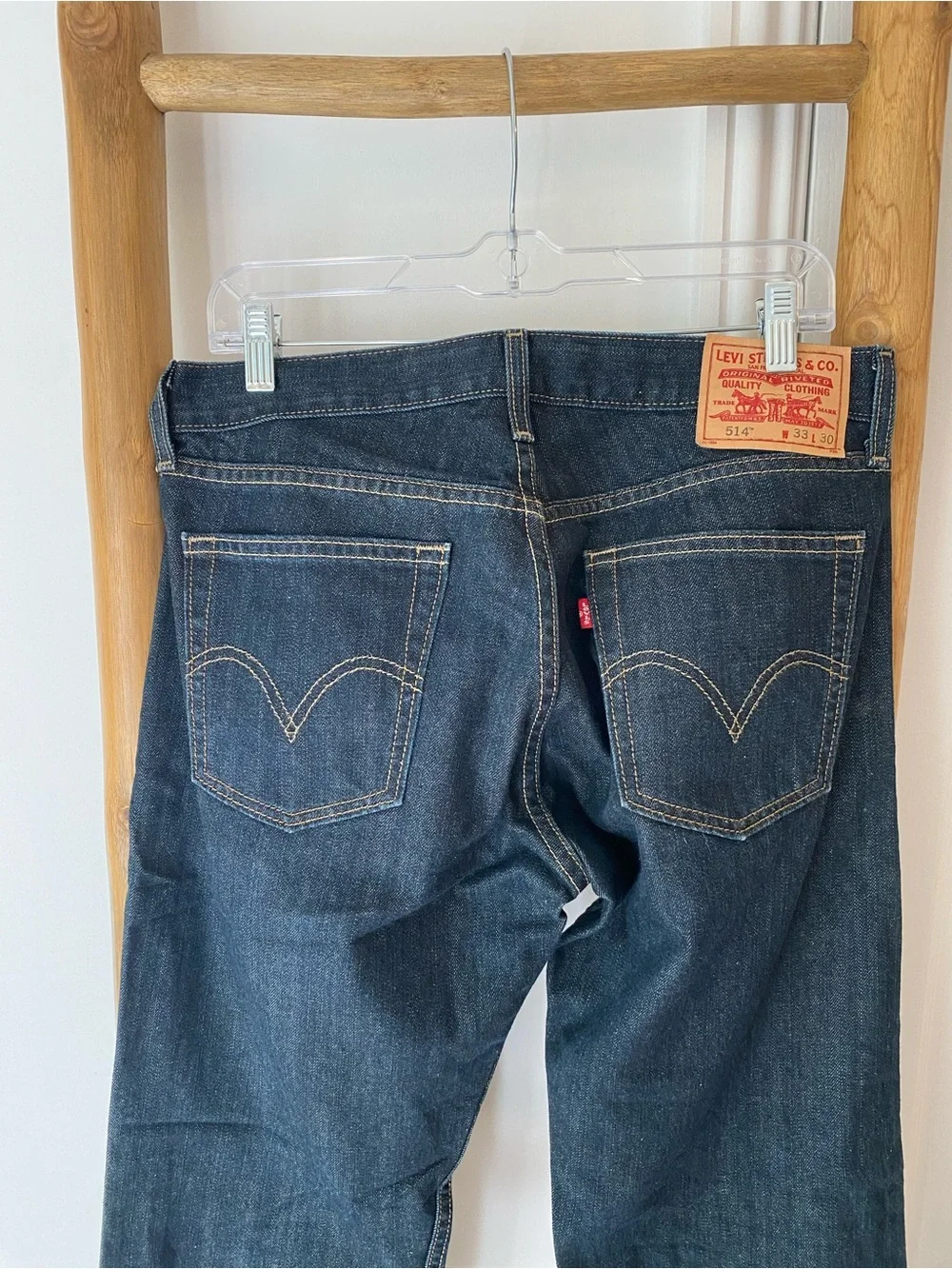 Levi's 514 Jeans Mens 34x30 Slim Straight 100% Cotton Dark Denim Blue Wash